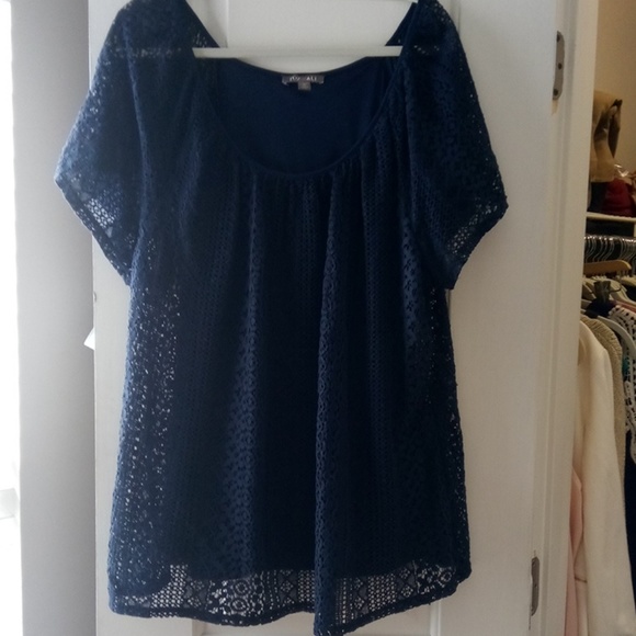 Roz & Ali Tops - Blue lace top